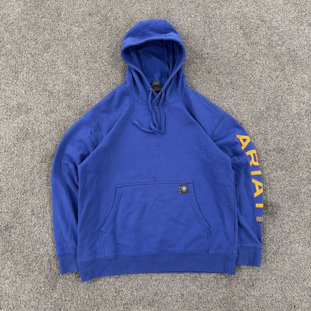 Ariat Rebar Hoodie Blue Pullover Durable Workwear Work Hooded - Men's Medium